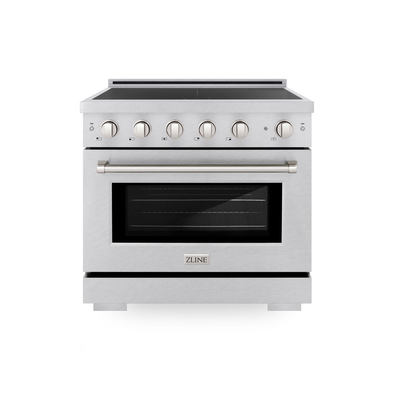 ZLINE Autograph 36 in. Paramount Induction Range with 5 Element Cooktop & Champagne Bronze Accents, White Matte