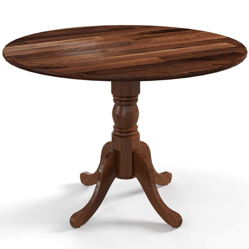 Arush Rubberwood Round Solid Wood Top with Solid Wood Base Dining Table, Walnut