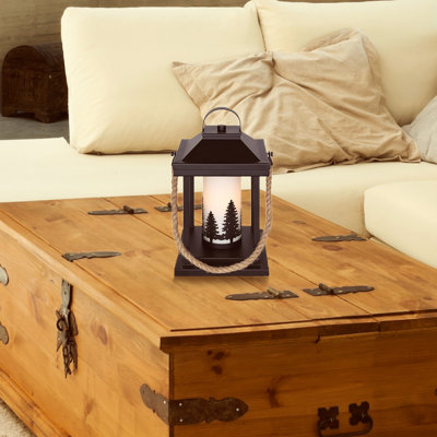Lampe de table 1 lumière Durim avec finition noir mat et corde et abat-jour blanc Durim