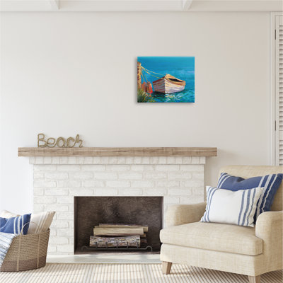 «Stupell Industries Docked Boat in Lake», art mural sur toile par Jane Slivka