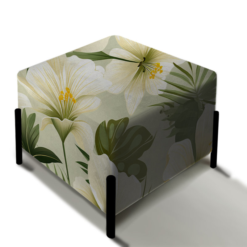 Tranquil Oasis Tropical Motif I - Repose-pieds carré tropical