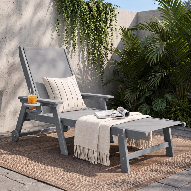 Chaise longue réglable pliante, Grey, 1