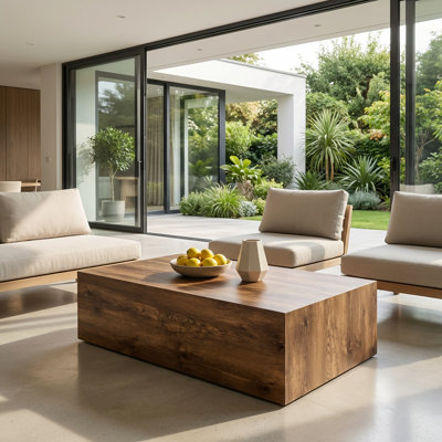 Table basse moderne en bois avec design élégant et fabrication en panneau de fibres à densité moyenne durable