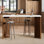 Bar 55 po de long à hauteur de comptoir pour 4 à 6 personnes avec plateau de table très épais, table basse rectangulaire pour la cuisine, la salle à manger, le salon, noyer et blanc