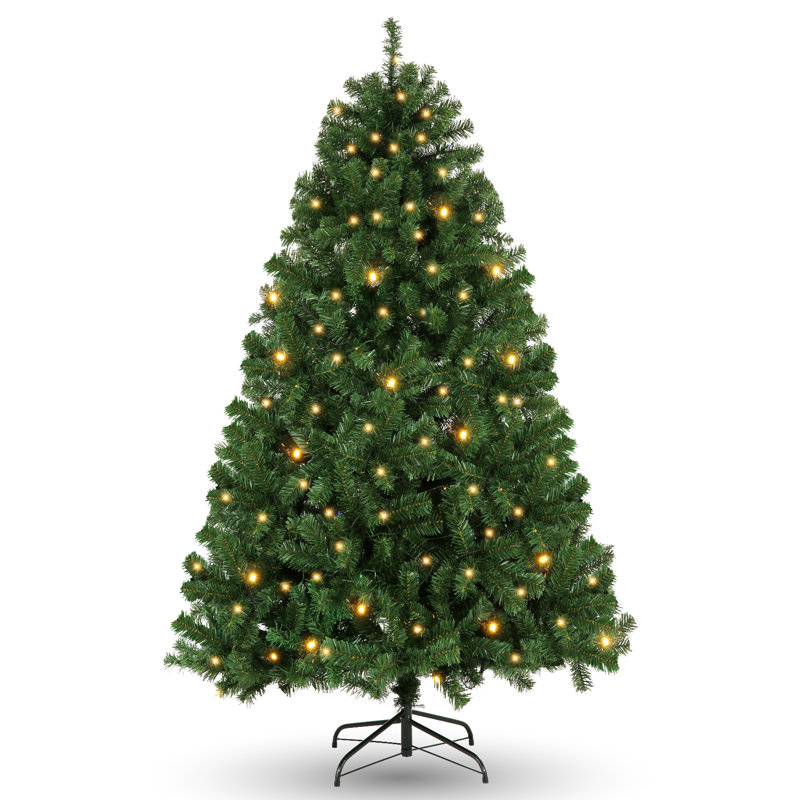 6ft Green Pre-lit Artificial Pine Christmas Tree with Warm White Lights