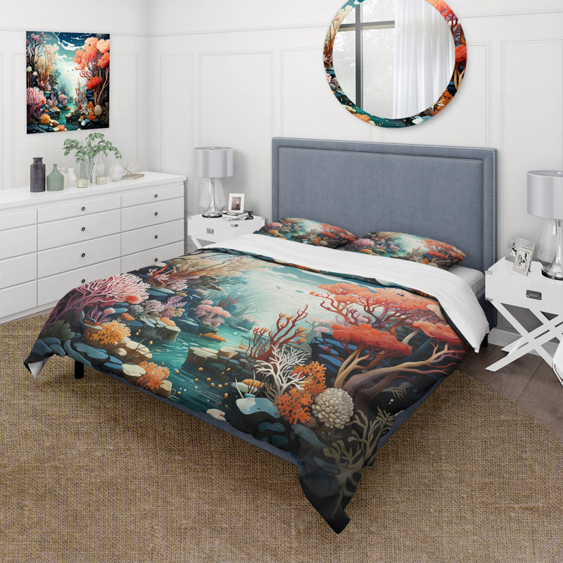 Ensemble de housse de couette Underwater Coral Reef Profondeurs II en microfibre / polyester
