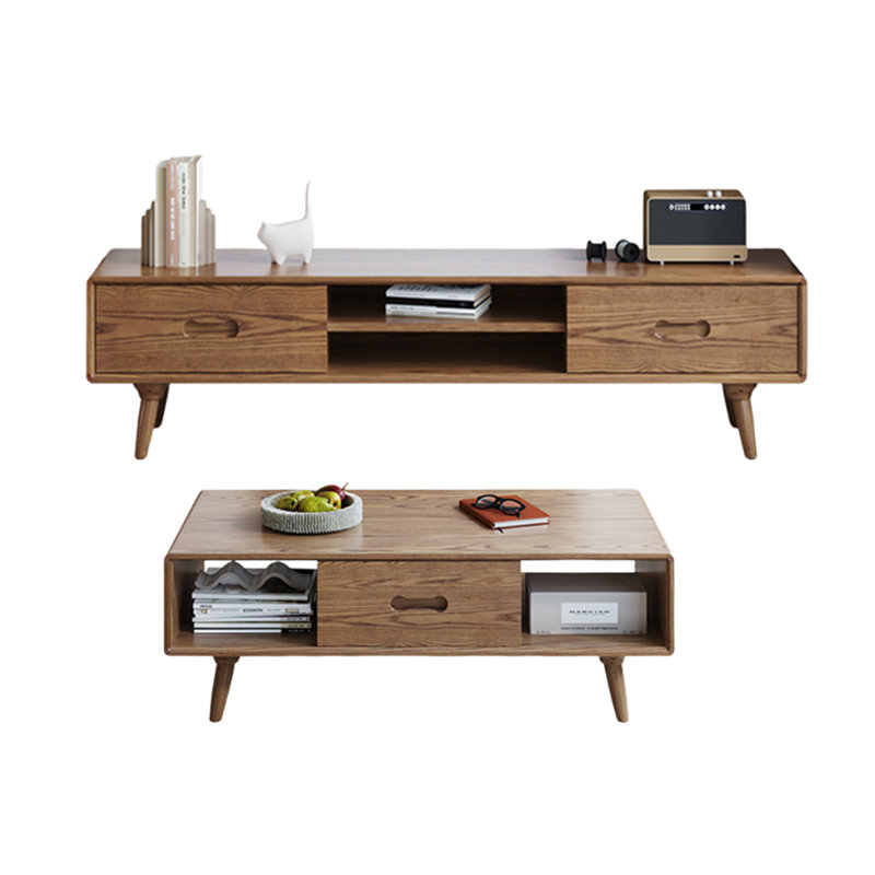 Ensemble de meuble télé et table basse en bois de frêne