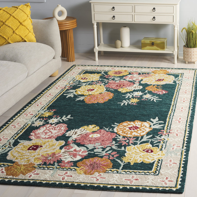 Jardin 476 Hand Tufted 80% Wool; 20% Cotton Floral Rug, Rectangle 5' x 8'