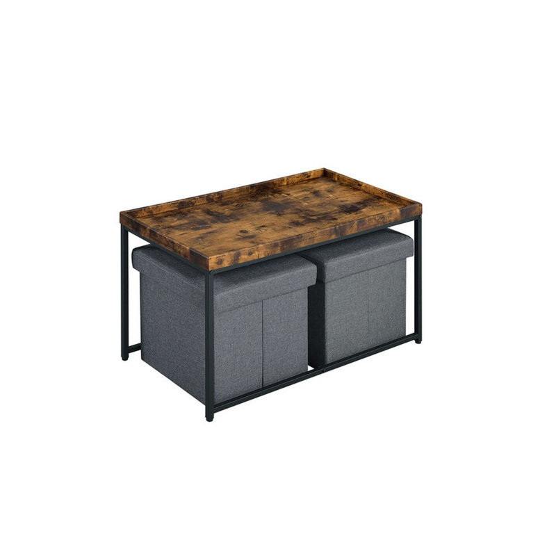 3 tables gigognes avec rangement Ervine, Brun