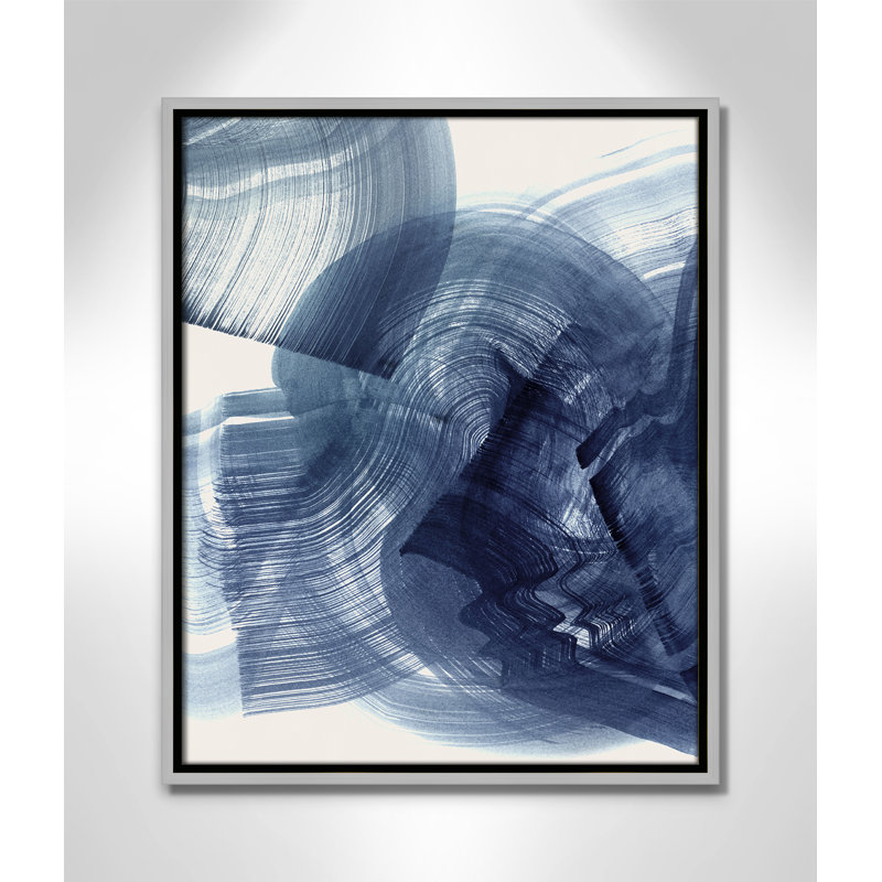 Indigo Crescendo I, impression par , H 21,5 po x l 17,5 po, Flottant argenté