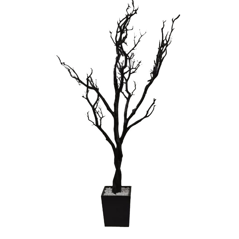 48'' Tree in Wood Planter, 48" H x 18" W x 18" D, Black