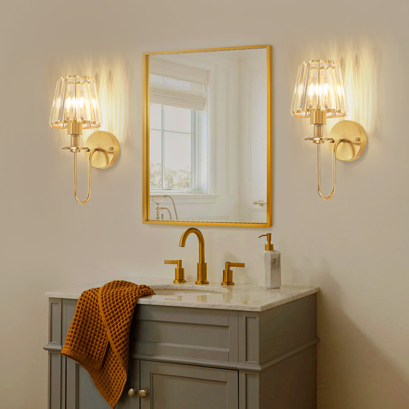 1 - Light Gold Crystal Dimmable Wall Sconce For Living Room, Bedroom, Bathroom, Gold
