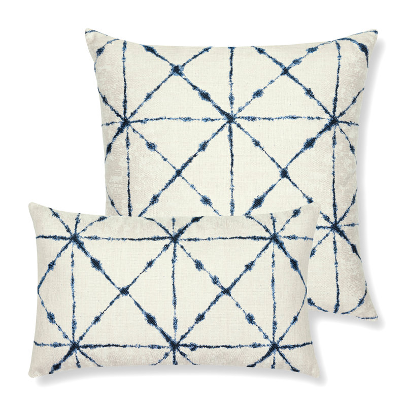 Trilogy Throw Square Indoor/Outdoor Pillow Cover & Insert by Elaine Smith, Indigo, 22"H x 22"W