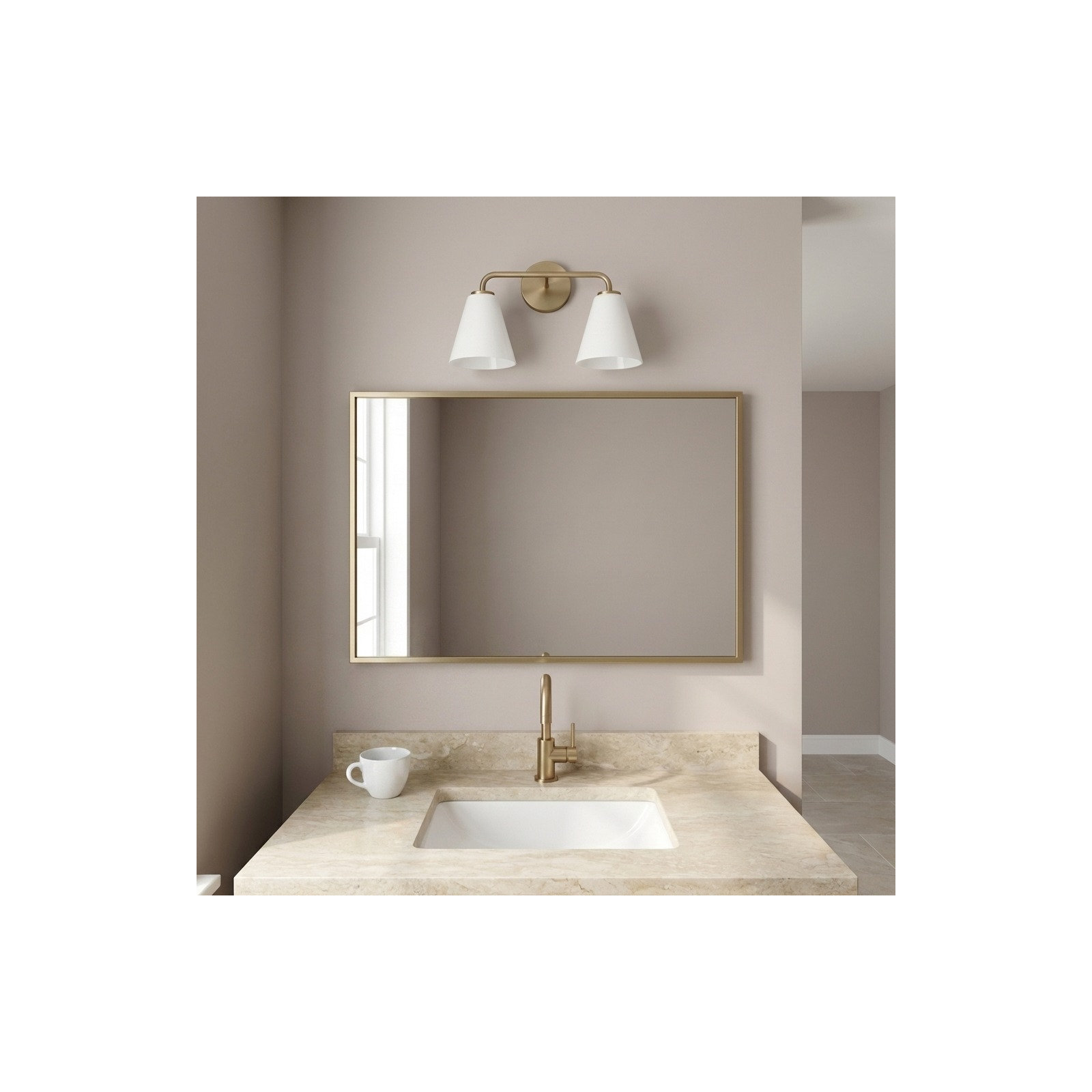 Senda One Light Vanity, 2, Satin Brass, White