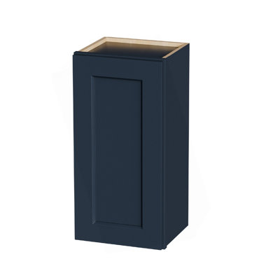 Armoire murale bleu marine en bois massif avec 2 tablettes réglables prêtes à assembler pour la cuisine, la salle de bain, la buanderie et le garage
