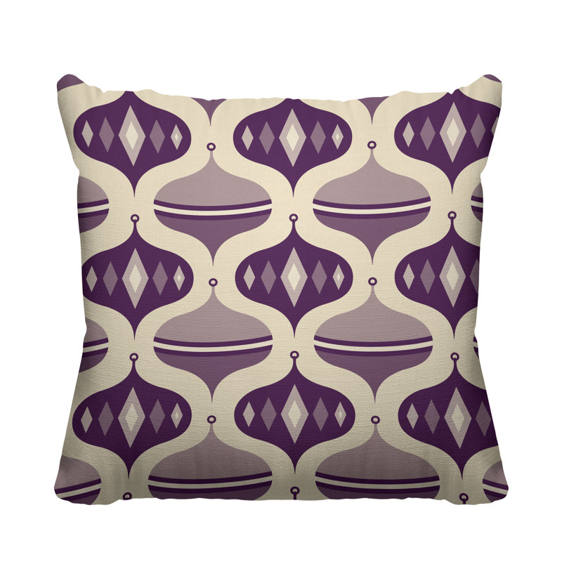 Coussin intérieur / extérieur Noel Christmas Ornament Balls, L 15 po x H 15 po, Mauve
