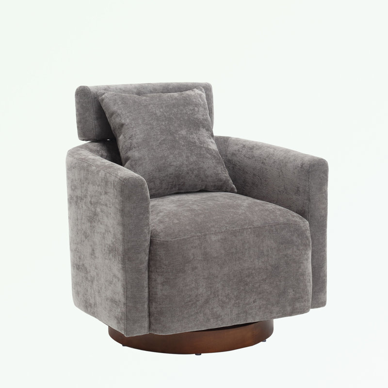 Fauteuil demi-tonneau pivotant en chenille, Gris