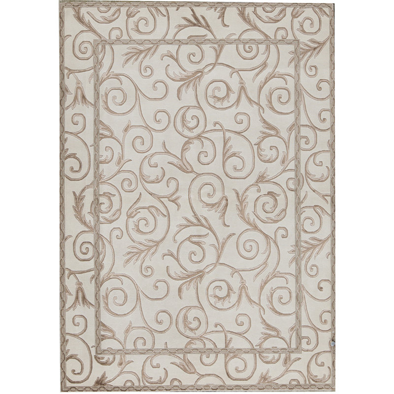 Tapis beige et brun noué à la main de haute qualité