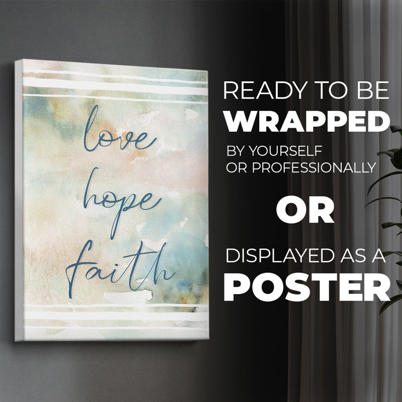 «Love Faith Hope», impression sur toile seulement - non encadrée, H 18 po x l 12 po
