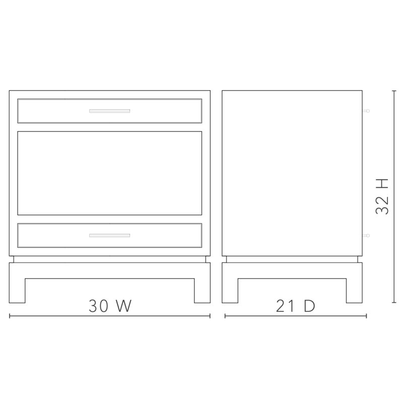 Florence 2-Drawer End Table Glass Top