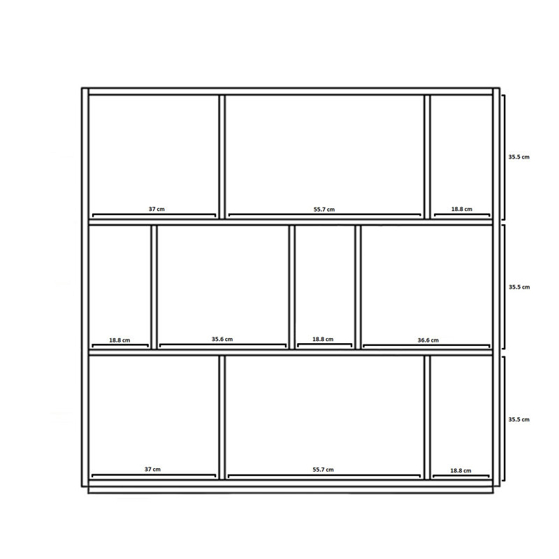 Geonna 117cm H x 111.5cm W Geometric Bookcase, Light Oak/Graphite