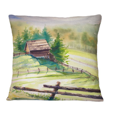 Coussin Little House In The Green Mountains - Country Printed