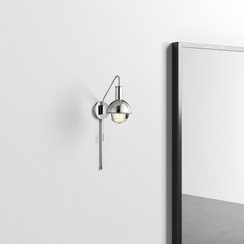 Luke Steel Plug-in Armed Sconce, Polished Nickel