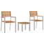2 - Person Solid Wood Patio Dining Set Rectangular Table