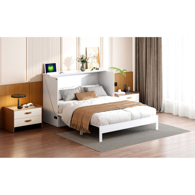 Lit blanc avec compartiments de rangement abondants - Maximisez l'espace dans les maisons. Pleine grandeur pour le confort. Rangez les coussins, les vêtements et les vêtements. Conception. Chargement disponible. Facile à assembler. 75,1 po de longueur x 56,7 po