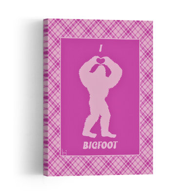 J'aime Bigfoot - Affiche murale abstraite contemporaine rose et fantaisiste
