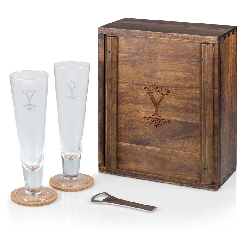 Ensemble de bière Monogram Pilsner Craft avec 2 verres à bière - Cadeau pour les amateurs de bière Dismuke, Y