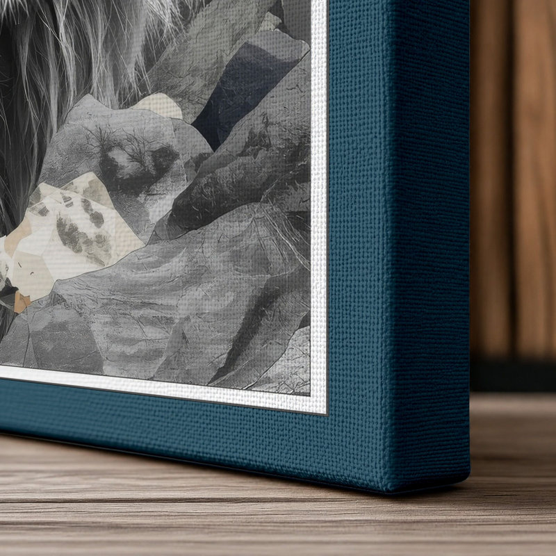 Noble Lion Modern - Wrapped Canvas, 36x24 - 91.4 x 61.0 cm, Teal Border