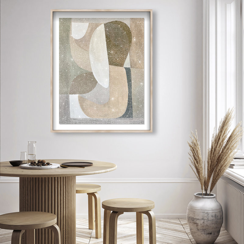 Breeze of Soft Shapes I Shadowbox Abstract Print by Oliver Gal, Black Frame, 16 x 20, 46.5"H x 37.5"W, Natural Oak Frame