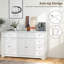Buffet 59 po avec 4 portes et 6 tiroirs blanc