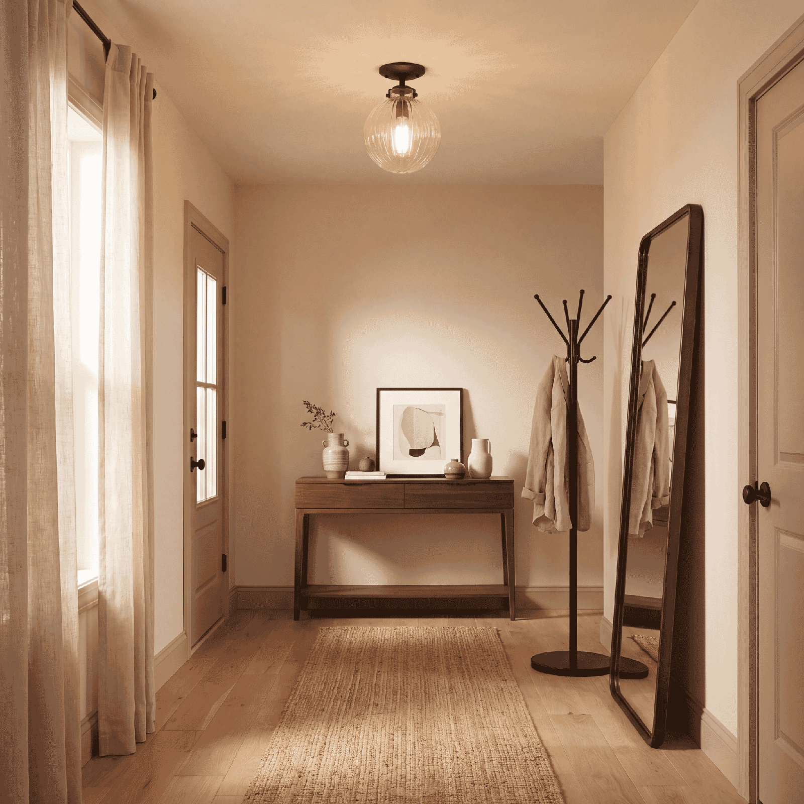 Kaydan Single Light Semi Flush Mount, Natural Brass