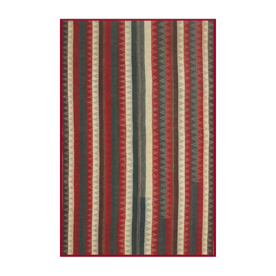 Tapis rouge/vert/brun zone contemporaine