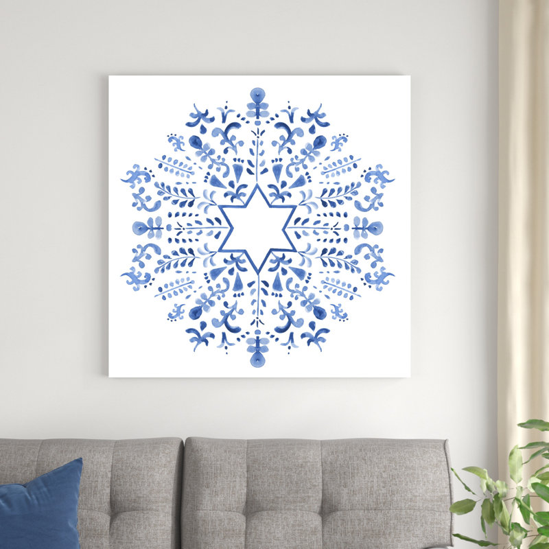Indigo Hanoukka III par Victoria Borges - impression sur toile tendue, H 36 po x l 36 po