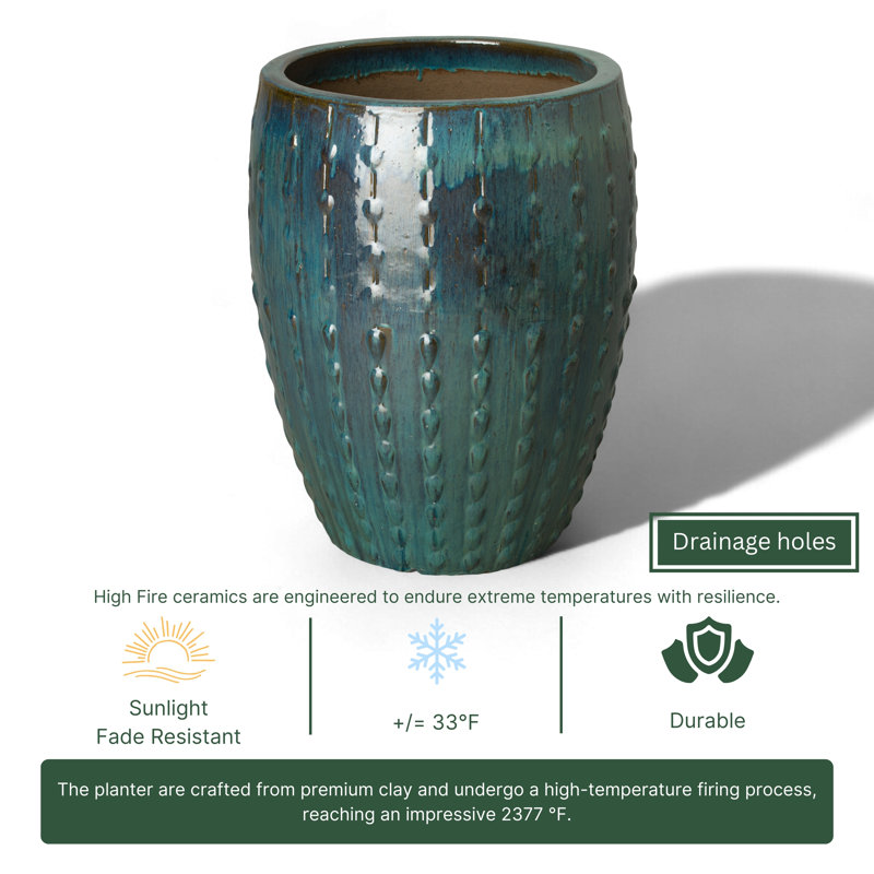Stefanski Handmade Ceramic Planter, 31" H x 25" W x 25" D