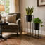 Set of 2 Metal Plant Pots with Stands 70cm & 45cm Tall Indoor Floor Planters-1707831218