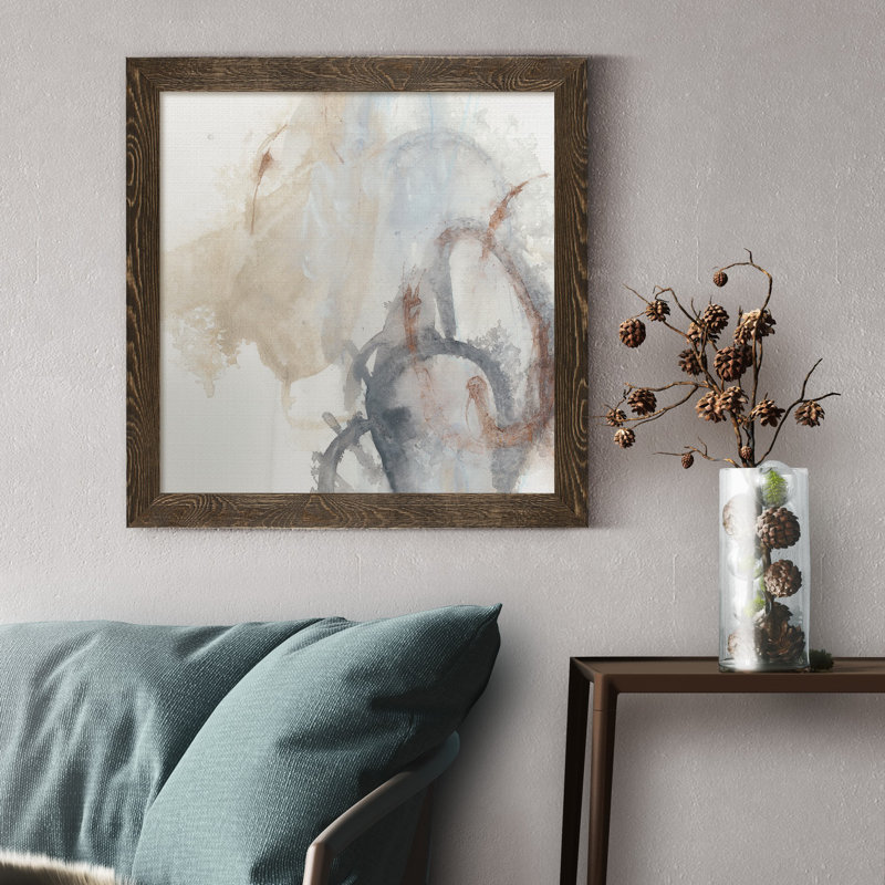 Supposition I - Single Picture Frame Painting on Canvas, 18" H x 18" W x 1" D, Walnut Framed