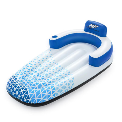 Bestway Hydro Force: Indigo Wave Pool Lounge 72" x 42"  - Inflatable Pool Accessory, Built-In Cupholder, Water Float