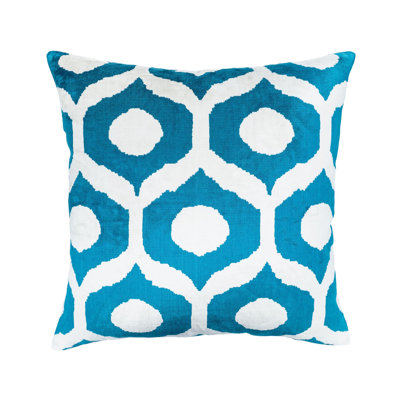 Oreiller en velours de soie Santorini Ikat, 20 po x 20 po