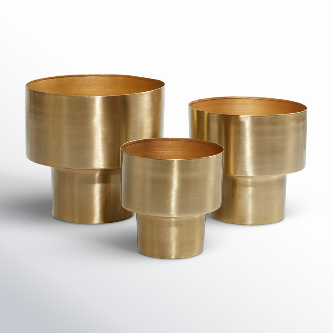 3 Piece Metal Brushed Indoor Outdoor Planter Set AllModern