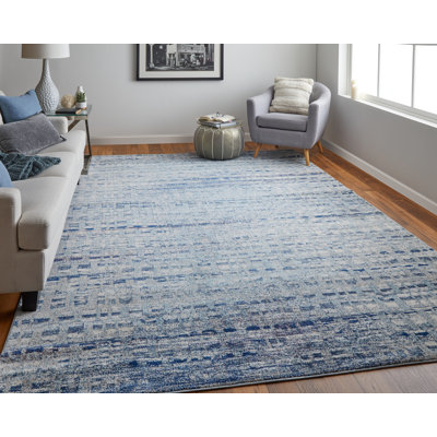 Tapis abstrait bleu / ivoire Groh Pante Macassar