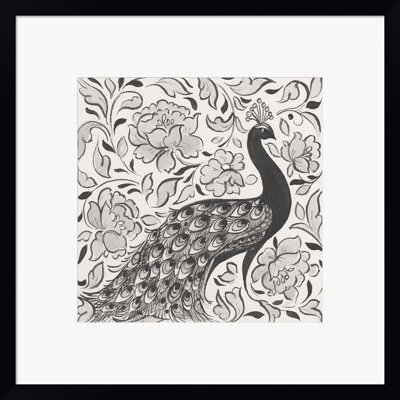 «Peacock Garden IV BW» par Miranda Thomas, art mural encadré