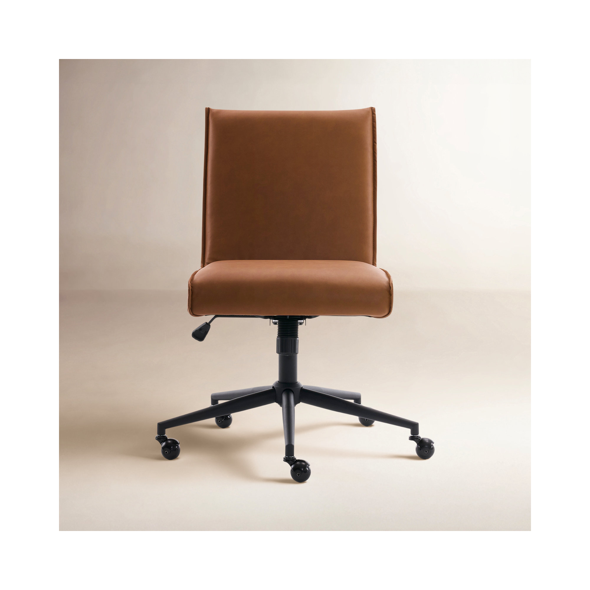 Claudie Upholstered Task Chair, Brown Faux Leather 