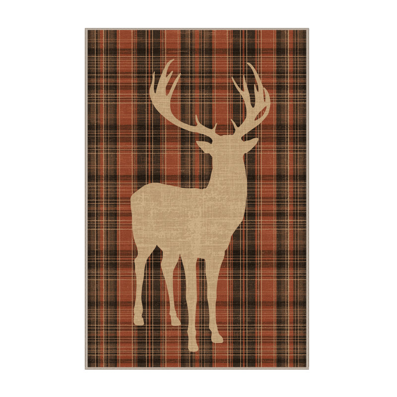 Soft Plush Eudy Christmas Modern & Contemporary Abstract Area Rug in Brown – Beige Binding, 4x6