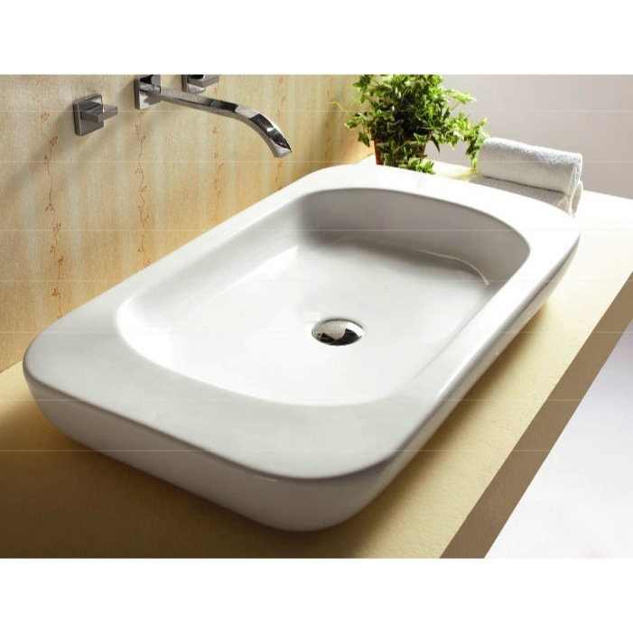 Caracalla Ceramica 18.5'' Glossy White Ceramic Rectangular Bathroom Sink