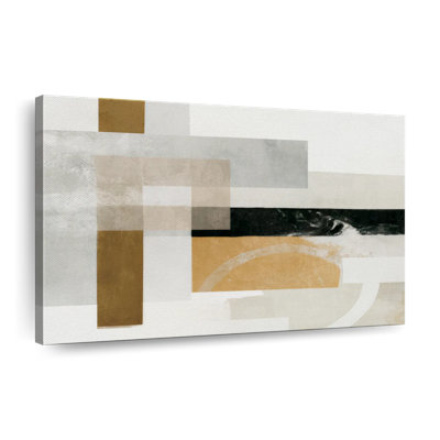 Abstrait or et rectangles gris sur toile
