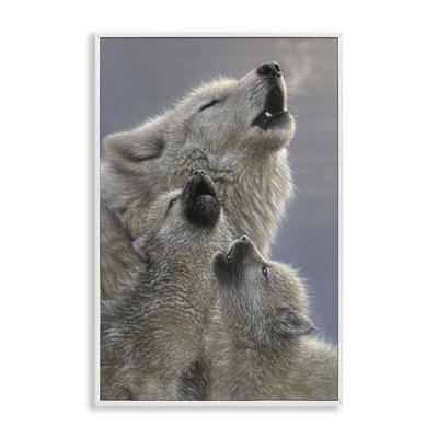 Singing Lessons White Wolves Framed Giclee, design by Collin Bogle